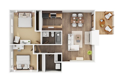 Floor plan for 2 beds, 1 bath, 800 sqft